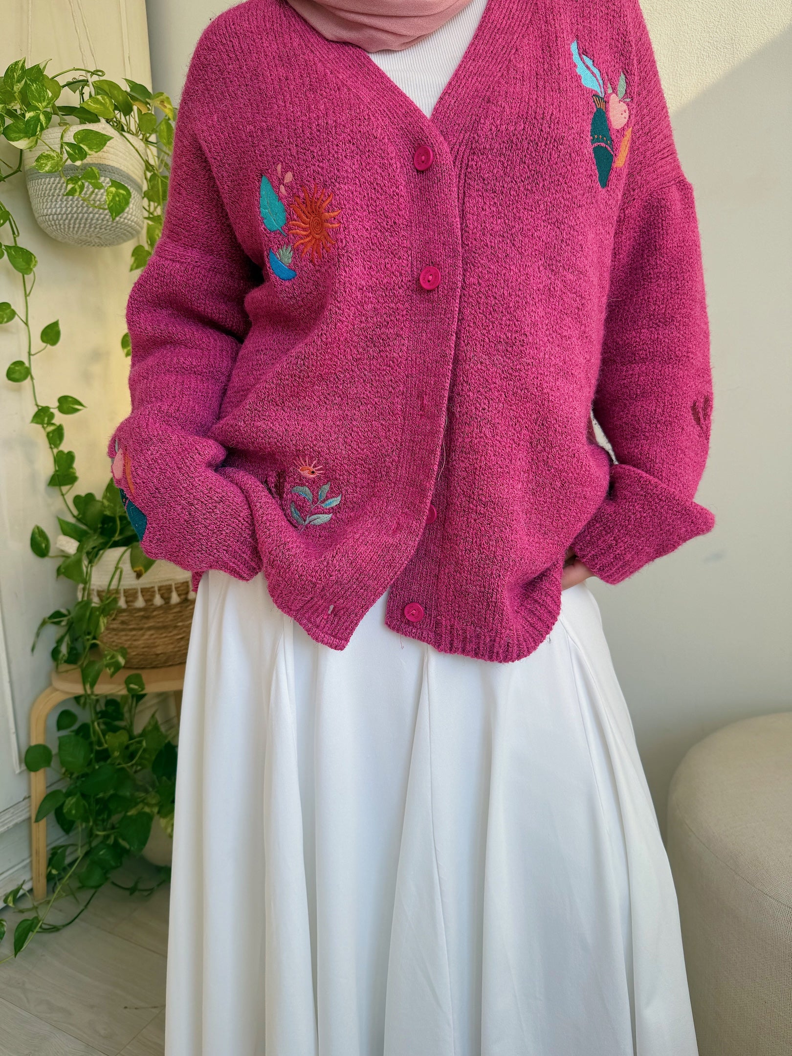 Image of Fuchsia Knit Cardigan